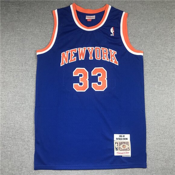 Mens Patrick Ewing Blue Stitched Jersey
